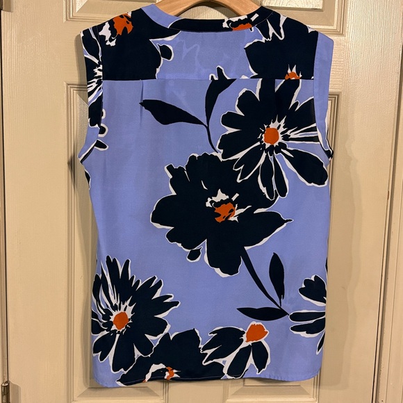 J. Crew Floral Sleeveless Blouse - Blue and Black size 8 - Picture 5 of 5